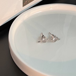 S925 Silver Needle Love Zircon Earrings for Girls, New High Grade, Exquisite, Small Earrings, Temperament, Cold Style, Simple Earrings for Women