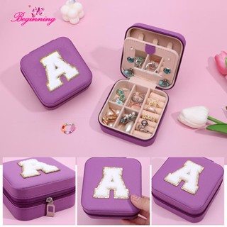 ✿ เริ่มต้น ✿ กล่องเคสใส่เครื่องประดับ มีซิป ลายตัวอักษร A-Z แบบพกพา ถอดออกได้ สําหรับเดินทาง