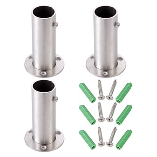 3pcs Wood Replacement Stainless Steel Heavy Duty Rod Sturdy Closet 6 Screws Ground Pool Deck Flanges