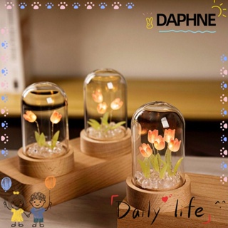 DAPHNE โคมไฟข้างเตียง รูปดอกทิวลิปจําลอง ใช้แบตเตอรี่ แฮนด์เมด