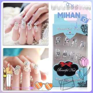 mihan glitter เล็บปลอมดอกไม้คริสตัลเพชรสําหรับตกแต่งเล็บ