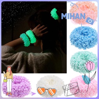 Mh ที่คาดผม เรืองแสง ผู้หญิง ยืดหยุ่น ที่มีสีสัน Scrunchies ที่คาดผม