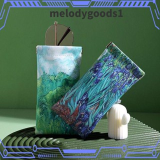 Melodygoods1 กระเป๋าใส่แว่นตา หนัง PU พิมพ์ลายดอกไม้ ปิดอัตโนมัติ ทนทาน