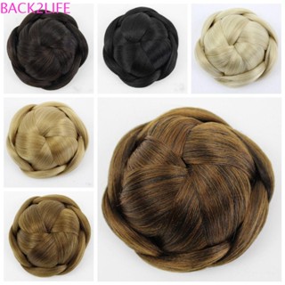 Back2life ผมปลอม สีน้ําตาล คุณภาพสูง เรียบง่าย ฮั่นฝู ผม Chignon สังเคราะห์ เครื่องประดับผม หญิง ทนความร้อน ไฟเบอร์ สาว ตรง โดนัท ลูกกลิ้งผม