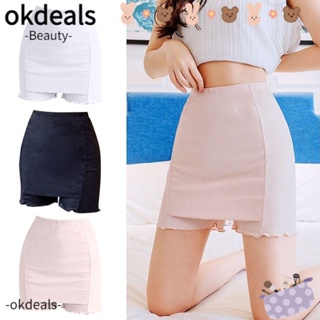 Okdeals กางเกงชั้นใน ผ้าเรยอน แบบบาง ไร้รอยต่อ สองชั้น เพื่อความปลอดภัย