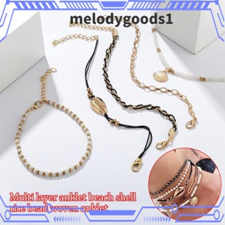 Melodygoods1 สร้อยข้อเท้าโซ่ หินบด สไตล์โบฮีเมียน