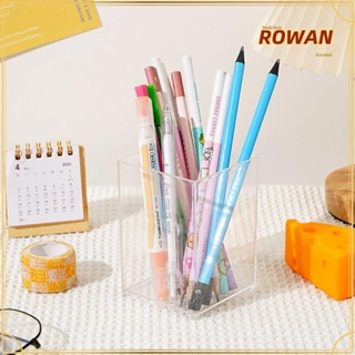 Rowans กล่องเก็บเครื่องเขียน ปากกา ดินสอ ทรงสี่เหลี่ยม จุของได้เยอะ สีโปร่งใส อุปกรณ์เสริม สําหรับนักเรียน