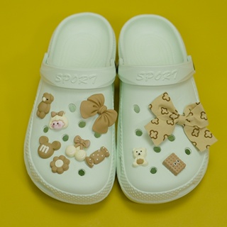 Croc Jibz ชุดจี้โบว์ สีเขียว สําหรับตกแต่งรองเท้า DIY