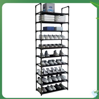 Vm ชั้นวางรองเท้า 10 ชั้น ฟรีขาตั้ง สําหรับองค์กรรองเท้า (68.9X23.6X11 นิ้ว)