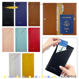 Eutus กระเป๋าสตางค์ หนัง Pu น้ําหนักเบา สีพื้น สําหรับใส่หนังสือเดินทาง บัตรเครดิต