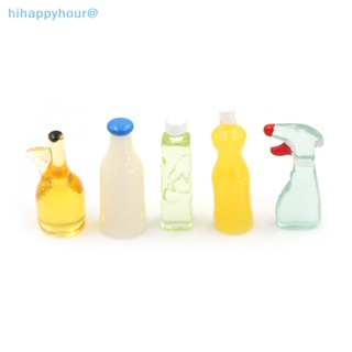 Hihappyhour ขวดพลาสติกจิ๋ว สูง 3 ซม. 1:12 สําหรับบ้านตุ๊กตา ห้องครัว 5 ชิ้น