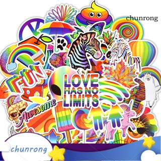 Chunrong สติกเกอร์ ลายกราฟฟิตี้ สีรุ้ง มีกาวในตัว กันน้ํา สําหรับตกแต่งคอมพิวเตอร์ DIY 50 ชิ้น