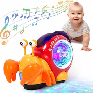 Electric Music Crawling Crab Baby Toy LED Light Up Kids Toddler Interactive Toys