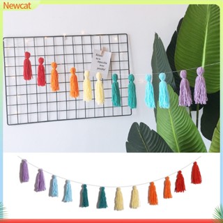 {Newcat} พวงมาลัยพู่แขวนประตู แบบนุ่ม สีรุ้ง สไตล์นอร์ดิก สําหรับตกแต่งบ้าน