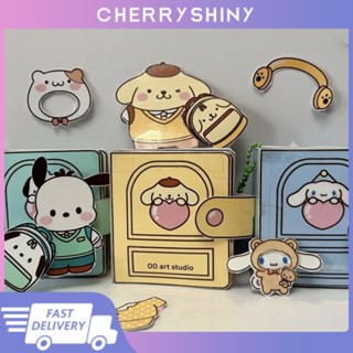 Sanrio Melody Cinnamoroll Kuromi Crayon Small Diy Dress Up Material Package หนังสือเงียบ หนังสือของเล่นทำมือ Sanrio หนังสือเงียบสงบ