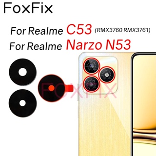 เลนส์กระจกกล้องด้านหลัง แบบเปลี่ยน พร้อมสติกเกอร์กาว สําหรับ Realme C53 Narzo N53 RMX3760 RMX3761