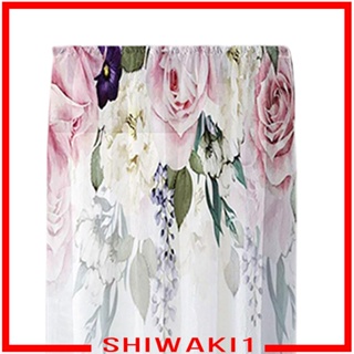 [Shiwaki1] ผ้าม่านโพลีเอสเตอร์ พิมพ์ลายดอกไม้ สีชมพู ทนทาน สําหรับตกแต่งห้องนั่งเล่น