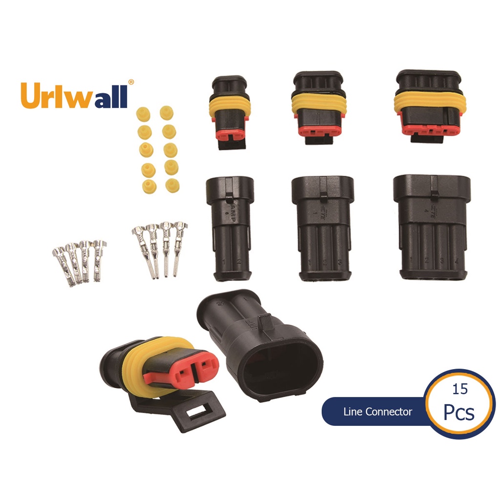 Urlwall 1 Kit 1/2/3/4/5/6-Pin AMP ปิดผนึกปลั๊กไฟรถยนต์อุปกรณ์เสริมพิเศษปลั๊กไฟรถยนต์กันน้ํา