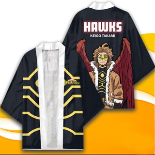 เสื้อคลุมกิโมโน พิมพ์ลายการ์ตูนญี่ปุ่น My Hero Academia HAWKS สไตล์ฮาราจูกุ สําหรับปาร์ตี้ฮาโลวีน