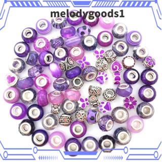 Melodygoods1 ลูกปัดเรซิ่น พลอยเทียม สีม่วง สําหรับทําเครื่องประดับ สร้อยคอ 80 ชิ้น