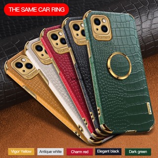 For Apple เคสไอโฟน iPhone 14 Pro Max เคส iPhone 15 Pro Max เคส iPhone X Case iPhone XS Case iPhone XR Case iphone 15 Plus Case iPhone 14 Plus Case Crocodile Pattern Leather Ring Phone Cover Cassing Cases โทรศัพท์มือถือ ลายหนังจระเข้ พร้อมแหวนนิ้ว สําหรับ