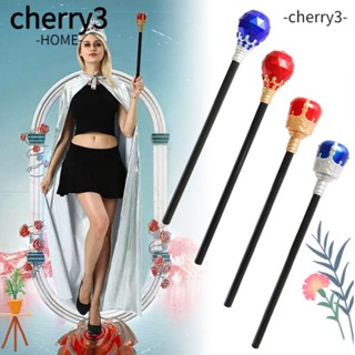 Cherry3 พร็อพไม้เท้าเจ้าหญิง ราชินีราชินีราชา สีแดง ฟ้า พลาสติก สําหรับแต่งตัวฮาโลวีน