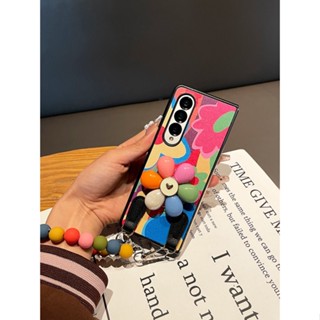 ใหม่ เคสโทรศัพท์มือถือ ลายภาพวาดสีน้ํามัน รูปดอกไม้ สีรุ้ง สําหรับ Samsung Galaxy Z Fold 4 Fold 5 Fold 3