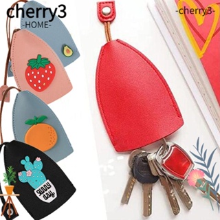 Cherry3 กุญแจรถดึงออก หนัง PU กันลื่น สีเหลือง สําหรับผู้หญิง ผู้ชาย