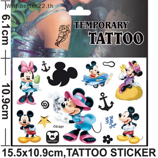 สติกเกอร์รอยสัก ลายการ์ตูน Disney Mickey Minnie สไตล์คลาสสิก สําหรับเด็ก