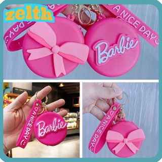 Zelth พวงกุญแจซิลิโคน แบบพกพา กระเป๋าใส่เหรียญ บาร์บี้ Kawaii กระเป๋าถือ สีชมพู สําหรับผู้หญิง