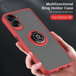 เคสโทรศัพท์มือถือแบบแข็ง ผิวด้าน ใส พร้อมแหวนแม่เหล็ก สําหรับ Honor 90 Lite honor90 90Lite 2023