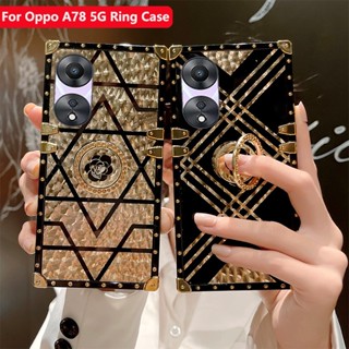 เคสโทรศัพท์มือถือ กันกระแทก ลายดอกไม้ พร้อมแหวนขาตั้ง สําหรับ Oppo A78 A98 A17 A17K A16K A57 A77S OppoA78 4G 5G