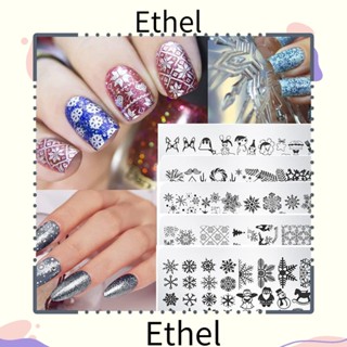 Ethel1 แผ่นปั๊มเล็บ ลายซานตาคลอส สโนว์แมน สําหรับตกแต่งเล็บ