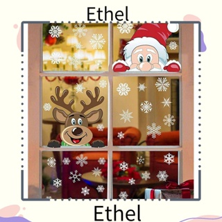 Ethel1 สติกเกอร์ ลายคริสต์มาส กวาง ซานตาคลอส ลอกออกได้ สําหรับตกแต่ง