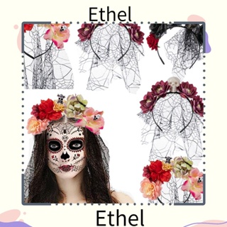 Ethel1 ที่คาดผม มงกุฎดอกกุหลาบ สีดํา หลากสี เครื่องแต่งกายคอสเพลย์ ปาร์ตี้ฮาโลวีน สําหรับผู้หญิง