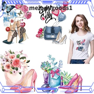 Melodygoods1 ชุดแพทช์ดอกกุหลาบ, สติกเกอร์รองเท้าส้นสูง PET โพลีเอสเตอร์, สติกเกอร์ตกแต่งส่วนบุคคล ดอกไม้ กางเกง