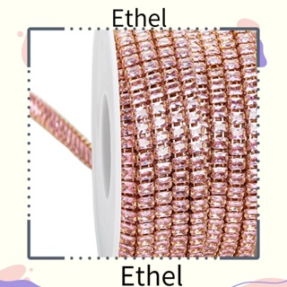 Ethel1 สายโซ่คริสตัล สีชมพู ประดับเพทาย สําหรับตกแต่ง DIY