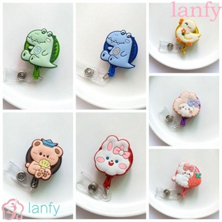 Lanfy ที่ใส่ป้าย พับเก็บได้ ลายการ์ตูนสัตว์ ไดโนเสาร์ หมี กระต่าย ใช้ง่าย ดึงหัวเข็มขัด สําหรับพยาบาล