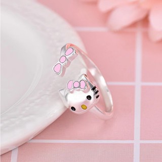 Sweet Cat Ring Girls New Bow Knot Kitten Opening Adjustable Index Finger Ring Cute and Simple Girl Friend Handpiece