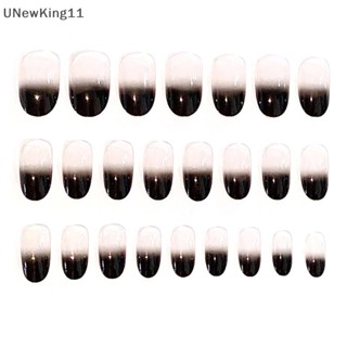 Unewking เล็บปลอม ไล่โทนสีดํา พร้อมกาว 24 ชิ้น