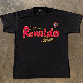 โปรตุเกส Cristiano Ronaldo ผ้าฝ้ายมือวาดแขนสั้นเสื้อยืด （คริสเตียโน โรนัลโด S-5XL)