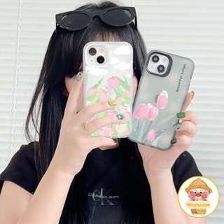 เคสโทรศัพท์มือถือ TPU แบบนิ่ม ลายดอกทิวลิป กันกระแทก สําหรับ Iphone X XS XR XsMax IP 7 8 Plus 11 Pro Max 12 13 14 Pro Max