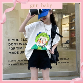 🍓GNR BABY🫐เสื้อยืดแขนสั้น พิมพ์ลาย ทรงหลวม สไตล์เกาหลี สําหรับเด็กผู้หญิง อายุ 3-12 ปี