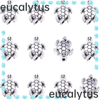 Eucalytus1 ลูกปัดโลหะ รูปเต่า สไตล์โบราณ สีเงิน ขนาด 14x9 มม. สําหรับทําเครื่องประดับ สร้อยคอ 200 ชิ้น