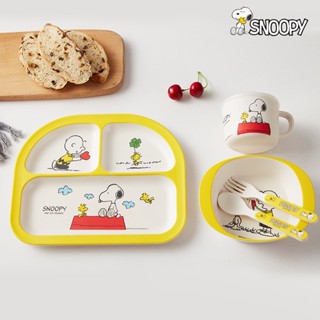 [Snoopy] ชุดจาน ชาม ส้อม ช้อน ส้อม เส้นใยไม้ไผ่ ลายสนูปี้ ของใช้บนโต๊ะอาหาร