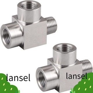 Lansel 2 ชิ้น สตรีทที ข้อต่อที ข้อต่อท่อสเตนเลส ความแข็งแรง สีเงิน ท่อวิ่ง ตัวผู้