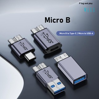 Will อะแดปเตอร์เชื่อมต่อ USB 3 0 Type C ตัวเมีย เป็น MicroB ตัวผู้ Type C USB 3 0 ตัวผู้ เป็น MicroB สําหรับฮาร์ดดิสก์ โทรศัพท์