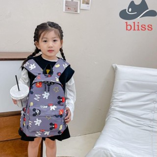 Bliss กระเป๋านักเรียน สไตล์เกาหลี อินเทรนด์ ลําลอง เดินทาง ปรับสายรัด กลางแจ้ง การ์ตูน ความจุขนาดใหญ่ เด็ก กระเป๋าสะพายไหล่คู่