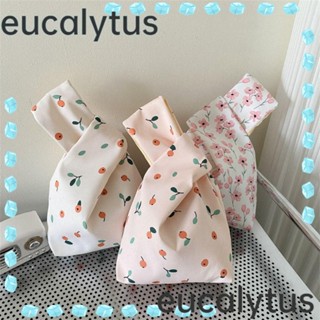 Eucalytus1 กระเป๋าถือ กระเป๋าช้อปปิ้ง ผ้าแคนวาส น้ําหนักเบา ลายดอกไม้ เหมาะกับฤดูร้อน สําหรับผู้หญิง