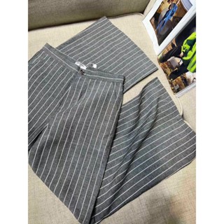 ♥ เช็คสินค้าก่อนสั่ง CHANEL STRIPE COTTON TROUSERS กางเกงขายาว กางเกงขาตรง ผ้าคอตตอน ลายทาง ทรงสวย ชาแนล